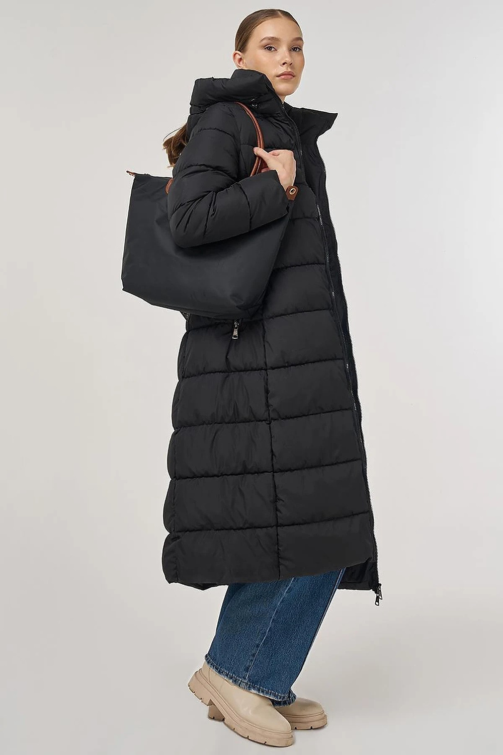 Fermuar Detaylı Anorak Mont Siyah