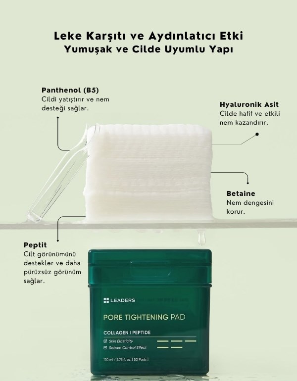 Pore Tightening Toner Pad | Gözenek Sıkılaştırıcı Tonikli Ped | 50 Adet	