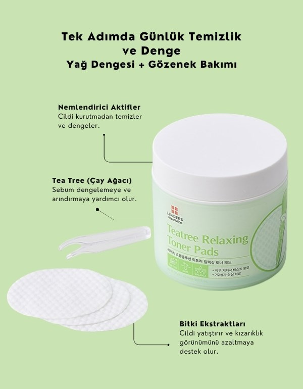 Step Solution Teatree Relaxing Toner Pad | Akne Karşıtı Tonikli Ped | 60 Adet