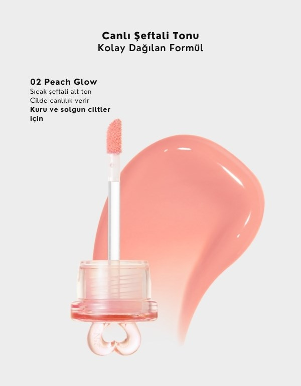 Heart Wearing Liquid Cheek | Likit Allık | 02 Peach Glow