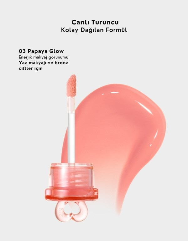 Heart Wearing Liquid Cheek | Likit Allık | 03 Papaya Glow