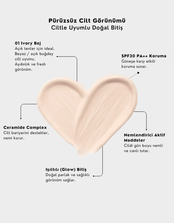 Prestige Skinfit Glow Cover Cushion SPF30 | Işıltılı Cushion Fondöten | 01 Ivory Bej