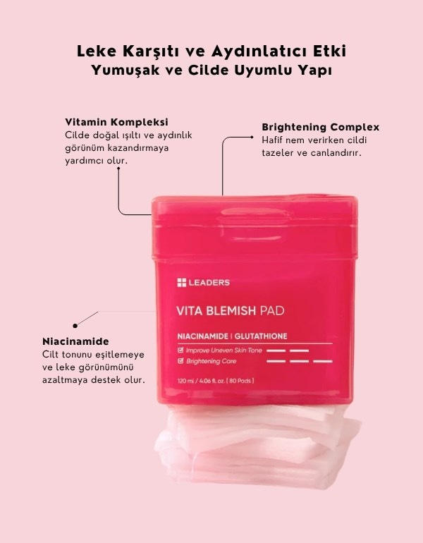 Vita Blemish Pad  | Leke Karşıtı Aydınlatıcı Tonikli Ped | 80 Adet	