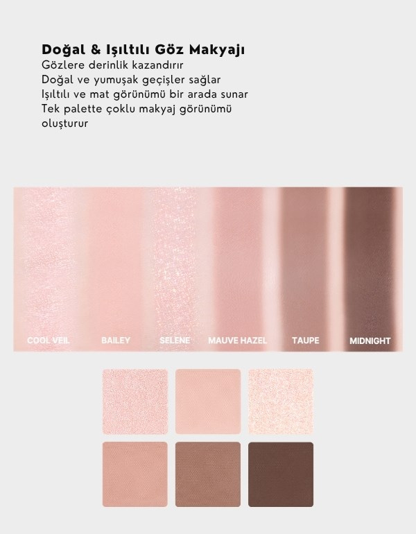 Better Me Eye Palette | 6lı Far Paleti | Mat, Simli ve Işıltılı Renkler | 05 Dear Me
