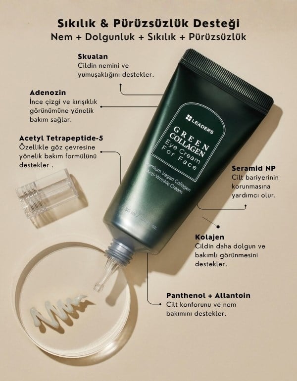 Green Collagen Eye Cream for Face | Bitkisel Kolajen İçerikli Tüm Yüz için Göz Kremi | 50ml