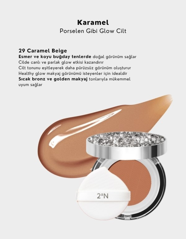 Gleaming Tension Pact | Işıltılı Fondöten | Nemlendirici & SPF Korumalı | 29 Caramel Beige