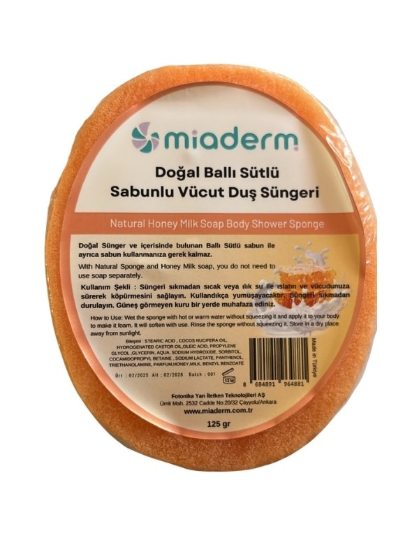 Doğal Ballı Sütlü Sabunlu Vücut Duş Süngeri | 125gr