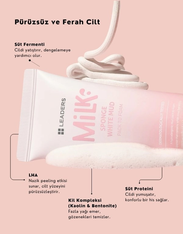 Milk Sponge White Mud Pack to Foam | Gözenek Arındırıcı Yüz Temizleme Köpüğü | 120gr	