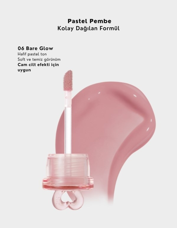 Heart Wearing Liquid Cheek | Likit Allık | 06 Bare Glow