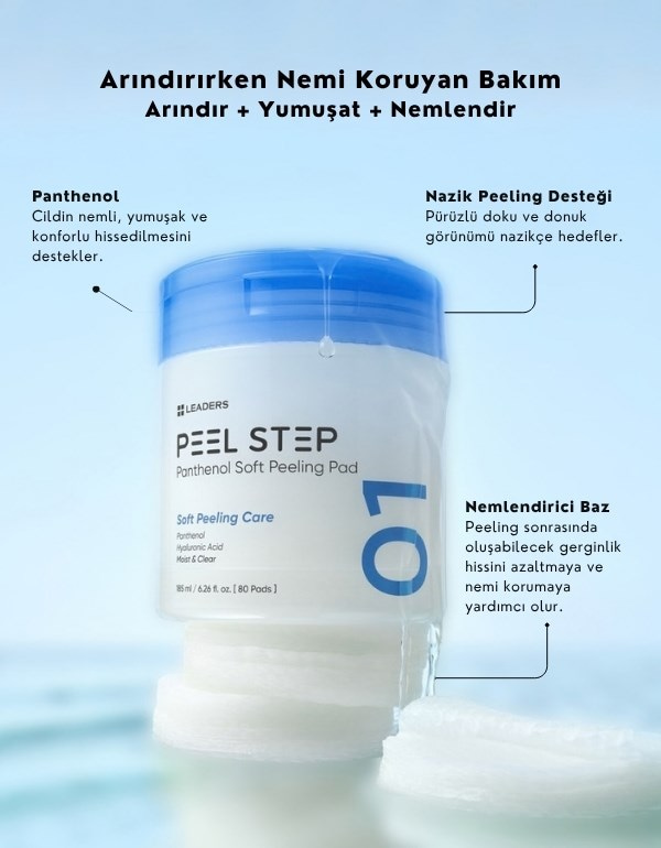 Peel Step Panthenol Soft Peeling Pad | Nazik Peeling Etkili Tonikli Ped | 80 Adet