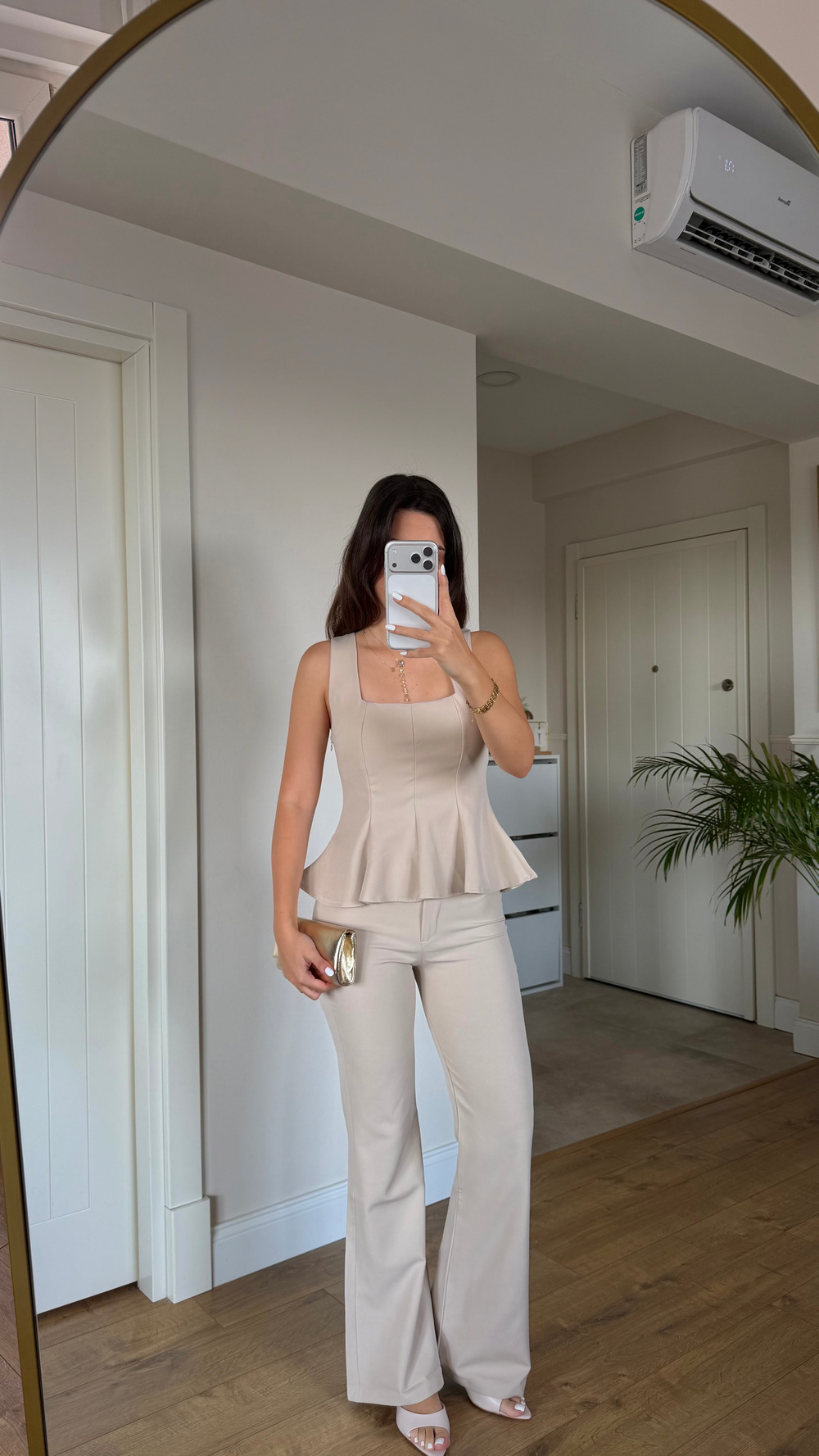KARE YAKA PEPLUM TAKIM