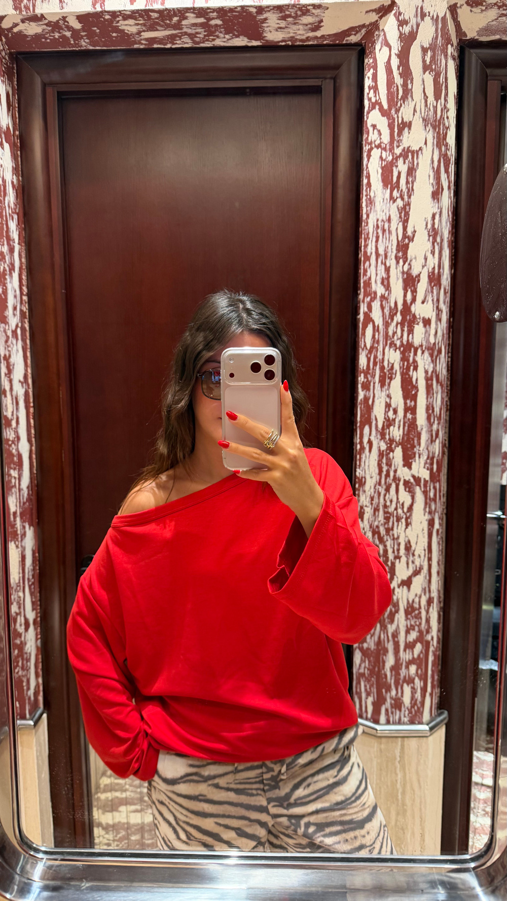 KIRMIZI KAYIK YAKA OVERSİZE BLUZ