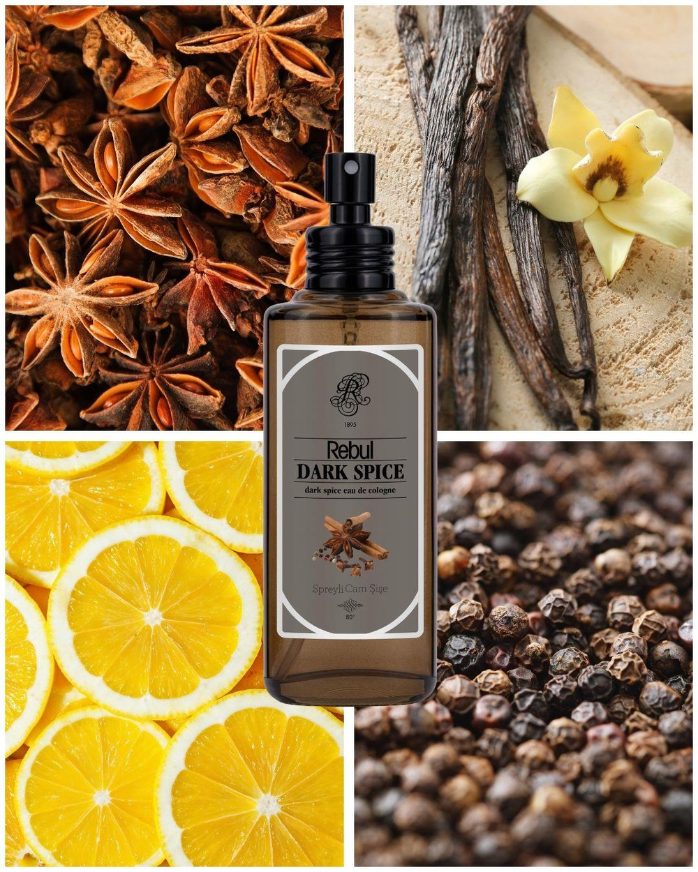 Rebul Dark Spice EDC Kolonya 100 ml Cam Şişe