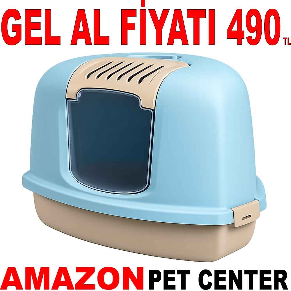 Amazon Joy Pet Üçgen Kapalı Kedi Tuvaleti Mavi Gel Al 35013327 Amazon Pet Center