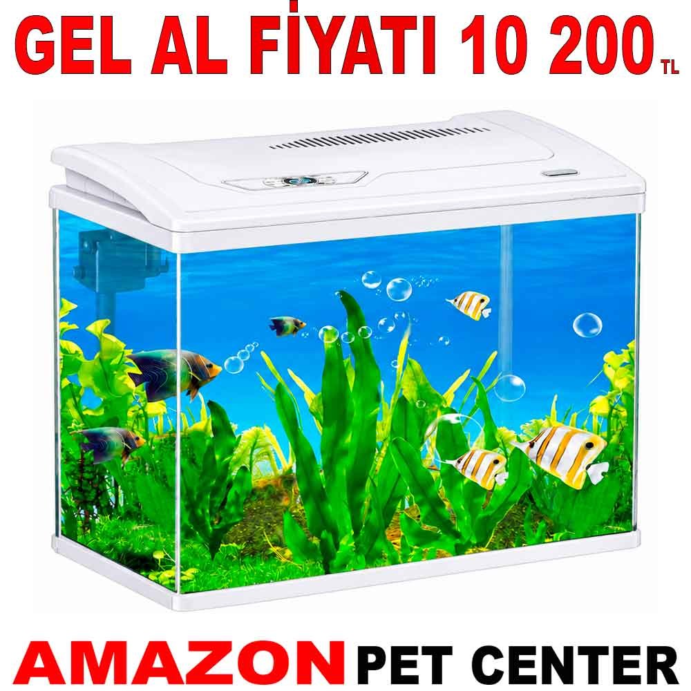 Makro İthal Akvaryum Seti Beyaz 80 x 34 x 60 cm Bombeli Gel Al 35015048 Amazon Pet Center