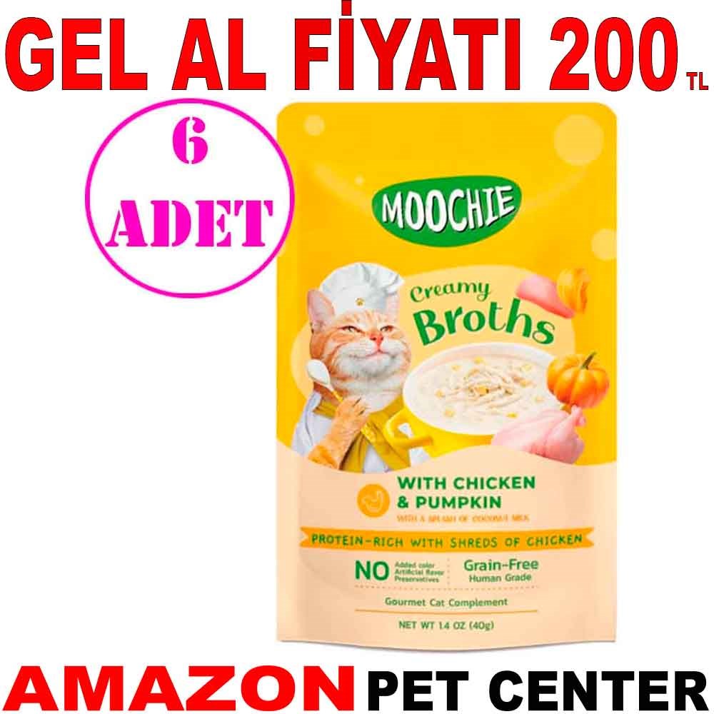 Moochie Kedi Çorbası Parça Tavuklu Balkabaklı Tahılsız 40 Gr 6 AD Gel Al 19924007 Amazon Pet Center