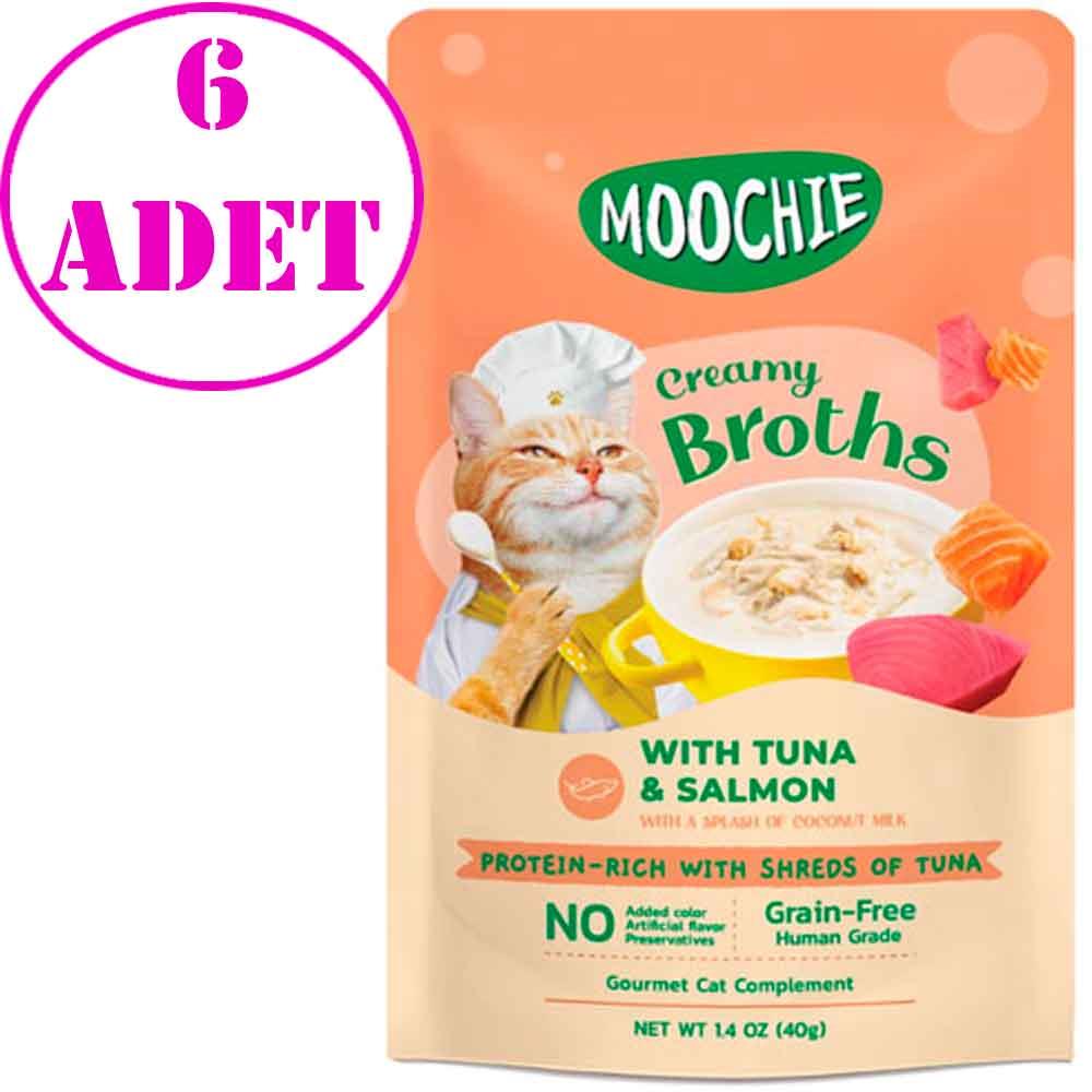 Moochie Kedi Çorbası Parça Ton Balığı Somon Tahılsız 40 Gr 6 AD 32135275 Amazon Pet Center