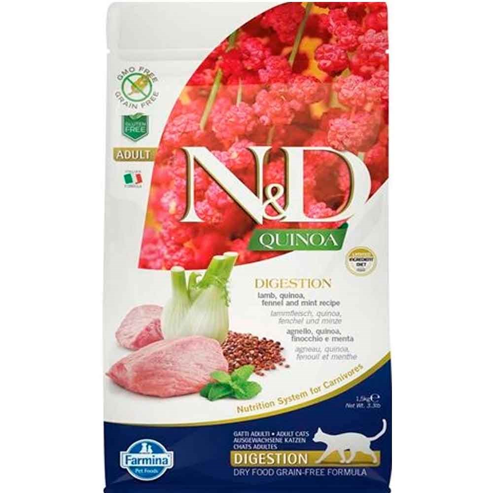 ND Quinoa Tahılsız Kuzu Etli Digestion Kedi Maması 1,5 kg 8010276035790 Amazon Pet Center