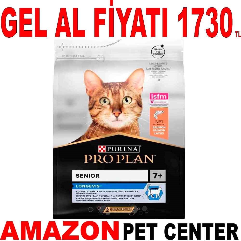 Proplan Senior Somonlu Yaşlı Kedi Maması 3 Kg Gel Al 21991004 Amazon Pet Center