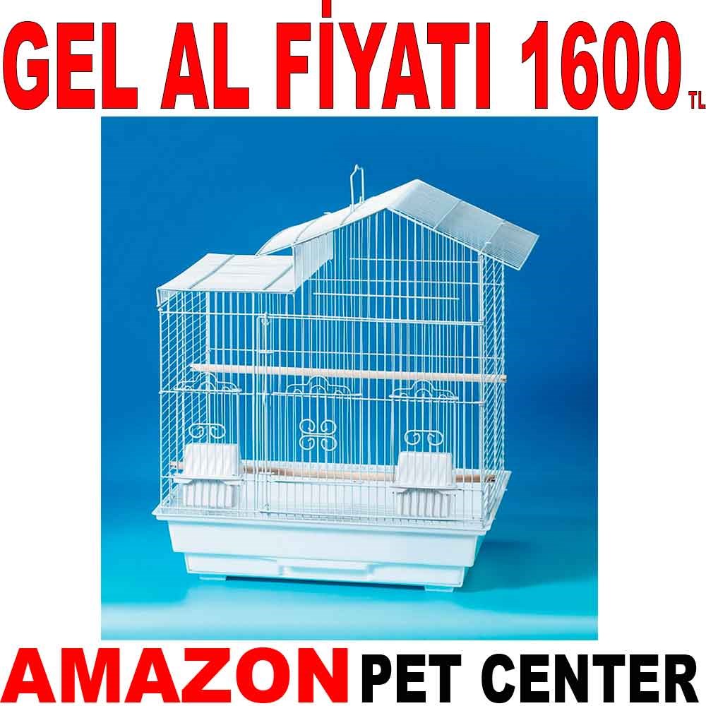 QH Çin Çatılı Papağan Kafesi Beyaz 46x36x57 Cm 81702-R Gel Al 35013594 Amazon Pet Center