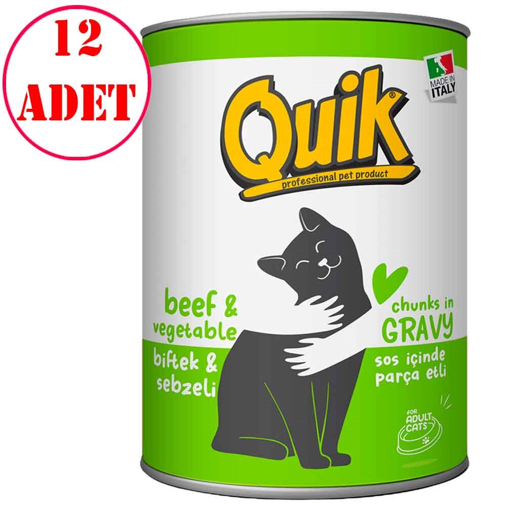 Quik Biftekli ve Sebzeli Kedi Konservesi 415 Gr 12 AD 18861006 Amazon Pet Center