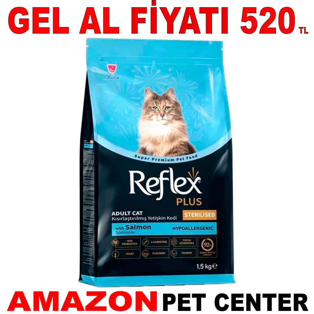 Reflex Plus Somonlu Kısırlaştırılmış Kedi Maması 1,5 Kg Gel Al 19018003 Amazon Pet Center