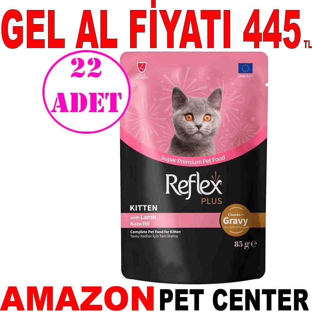 Reflex Plus Sos İçinde Kuzu Etli Yavru Kedi Konservesi 85 Gr 22 AD Gel Al 21231001 Amazon Pet Center