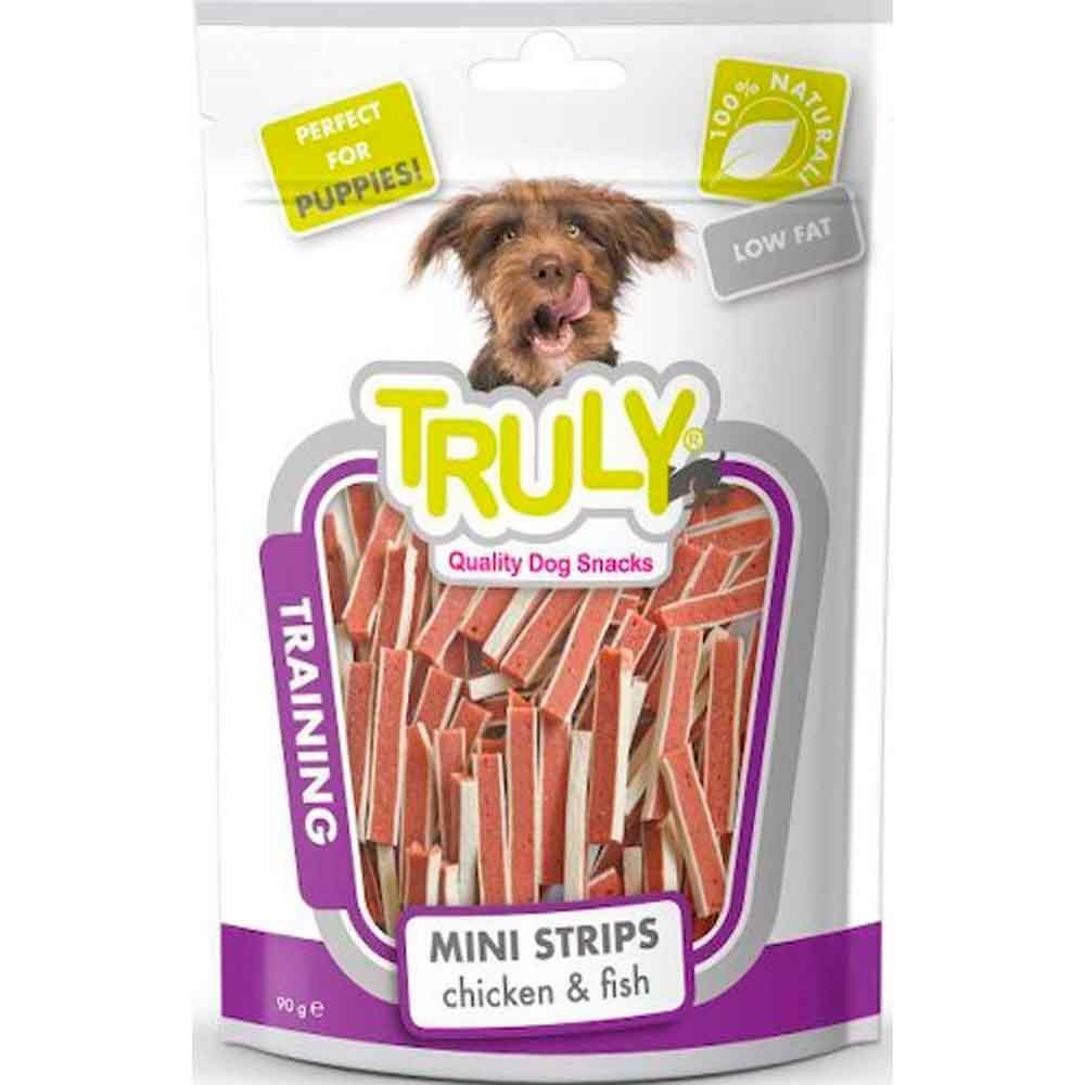 Truly Training Tavuklu ve Balıklı Yumuşak Mini Şerit Yavru Köpek Ödül Maması 90 Gr 8718692582569 Amazon Pet Center
