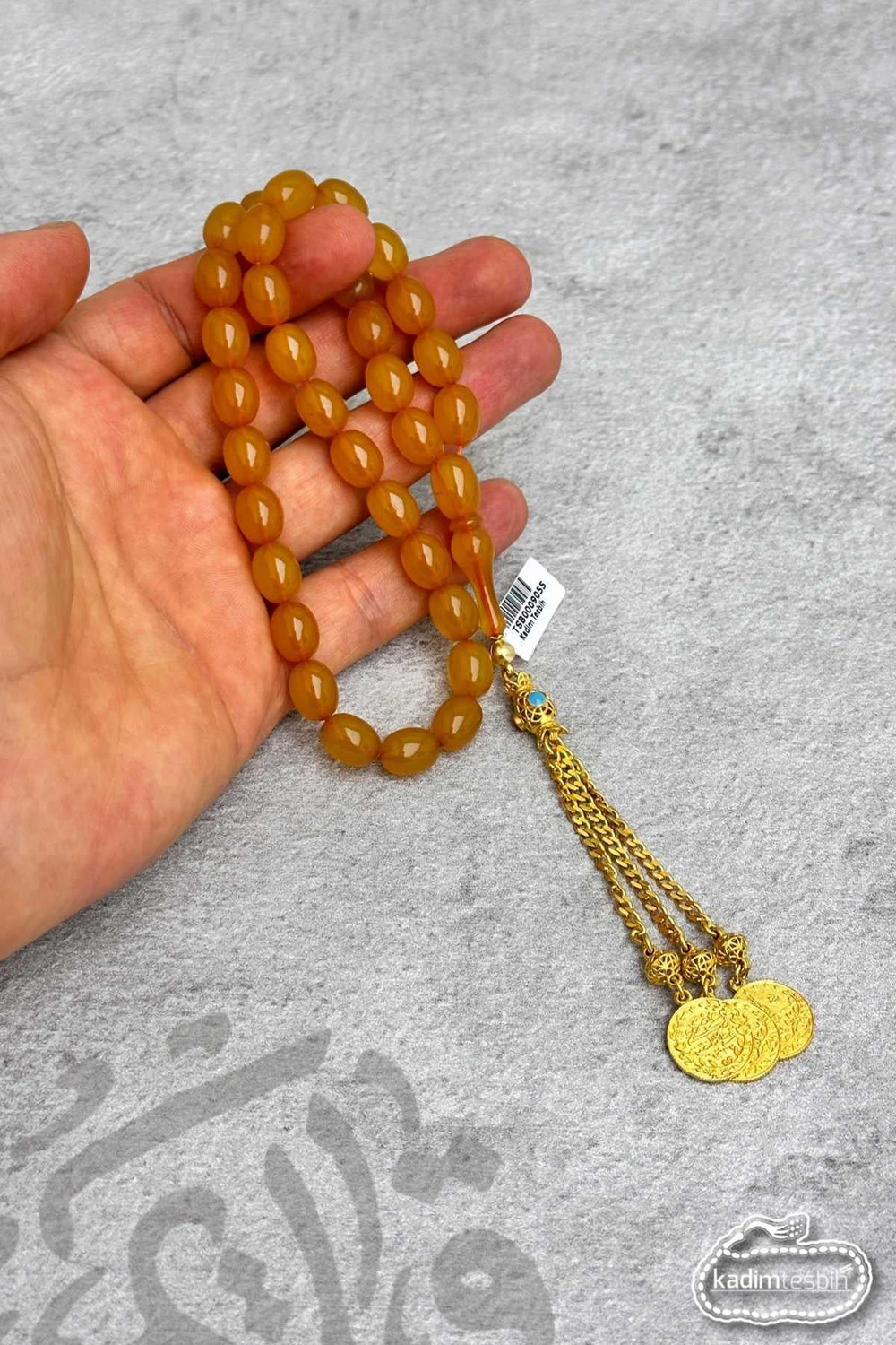 925 Ayar Gold Gümüş Püskül Kapsül Kesim Zar Kehribar Tesbih