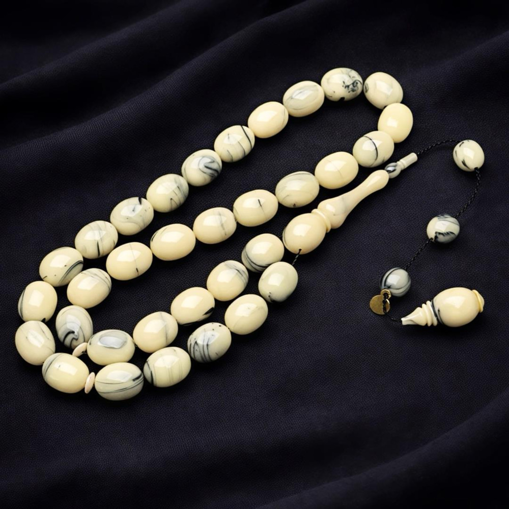 Beyzi Kesim Sistem Püskül Sıkma Kehribar Tesbih