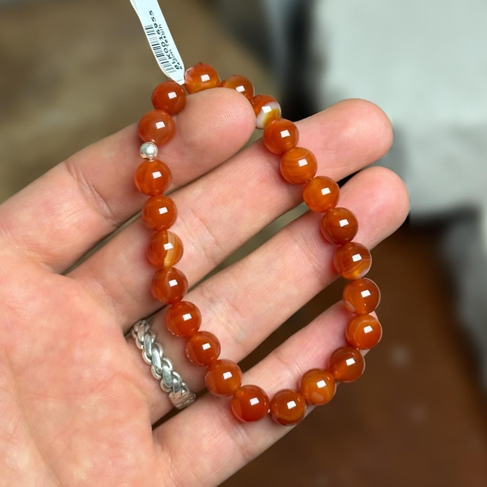 Kahverengi Akik Doğal Taş Unisex Bileklik