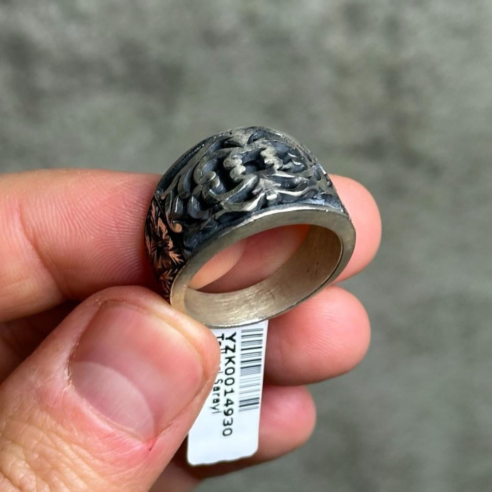 Kalem El İşçilikli 925 Ayar Gümüş Erkek Yüzük 