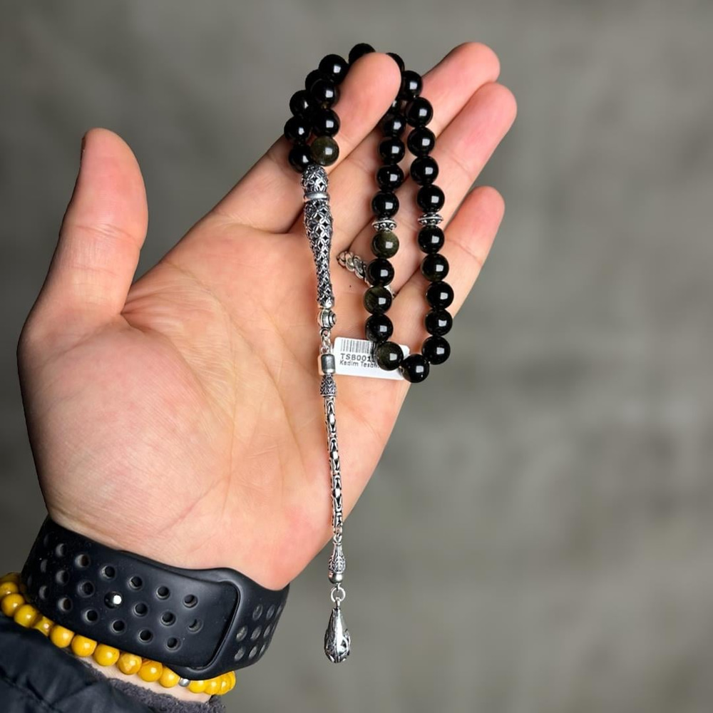 Obsidyen Doğal Taş Tesbih