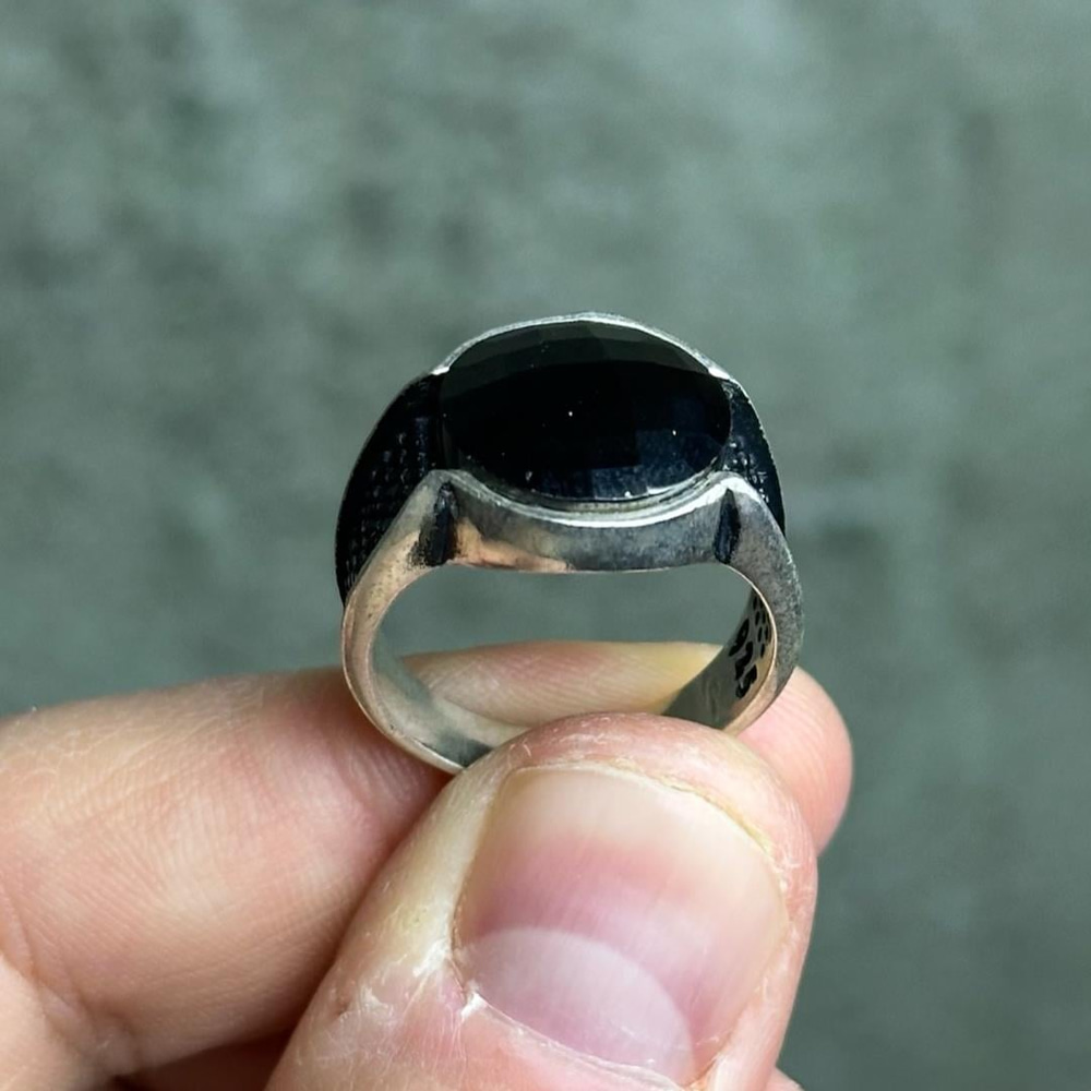 Oval Tasarımlı Safir 925 Ayar Erkek Yüzük 