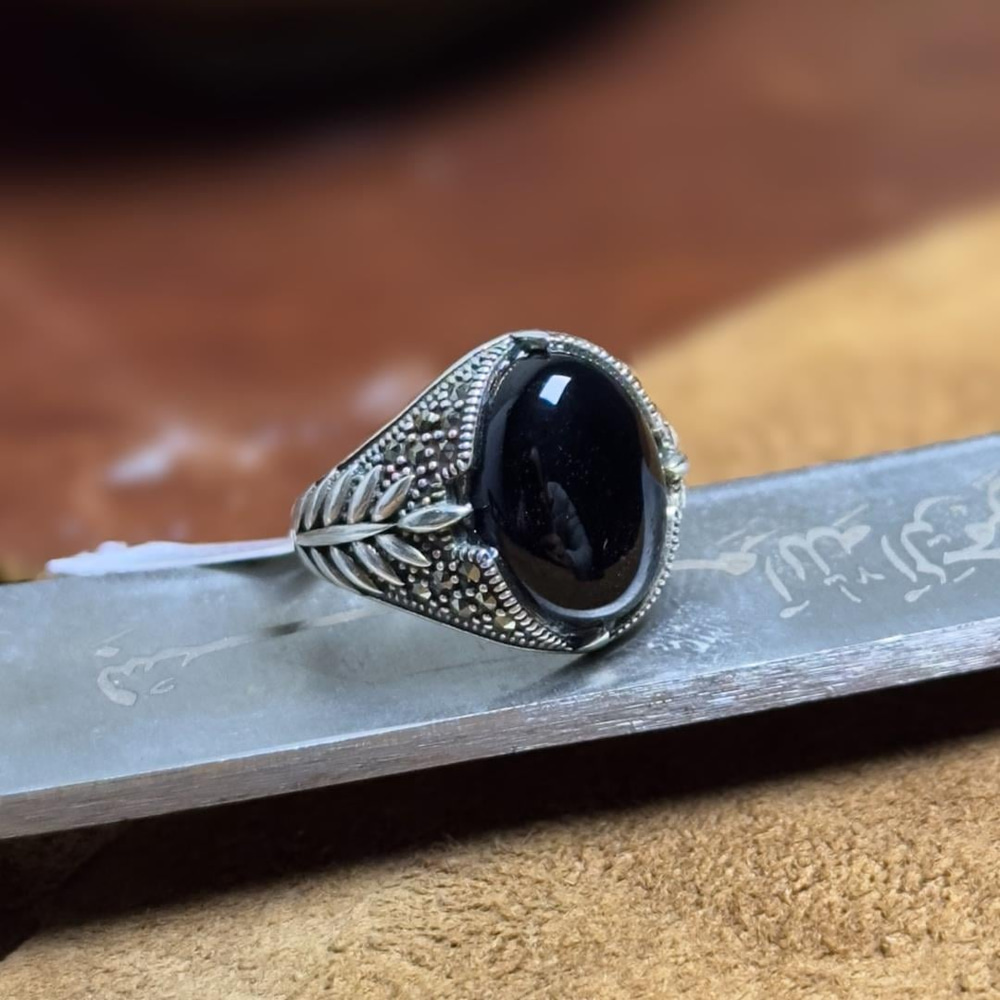 Zeytin Dalı Motifli 925 Ayar Gümüş Erkek Yüzük