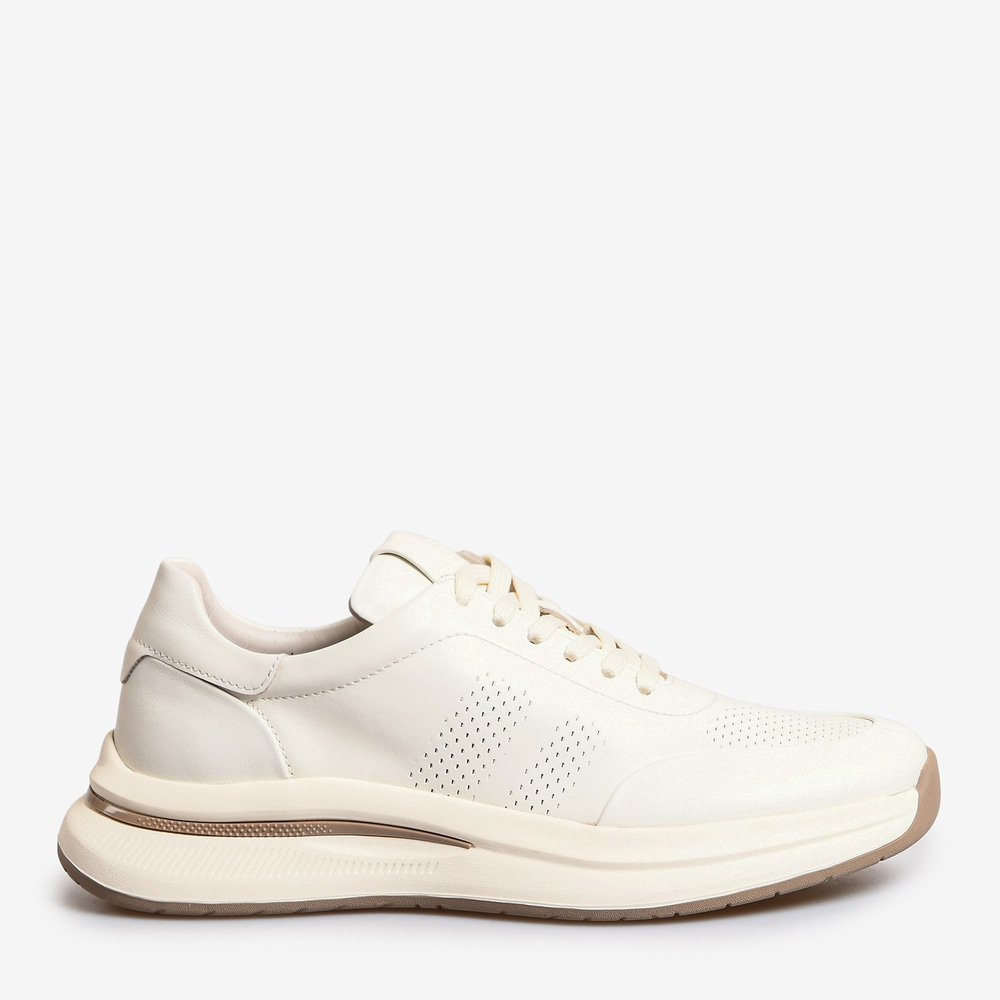 Bej Deri Bağcıklı Erkek Sneaker