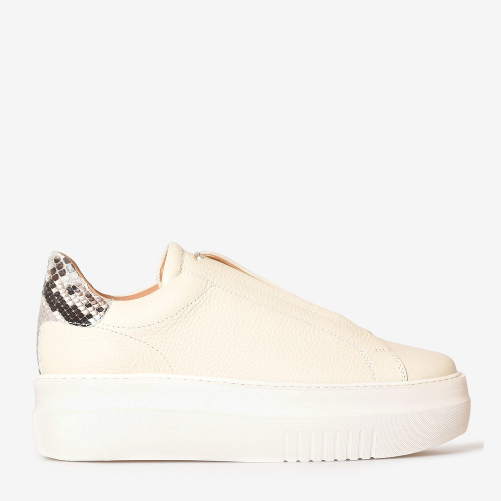 Bej Deri Piton Kadın Sneakers
