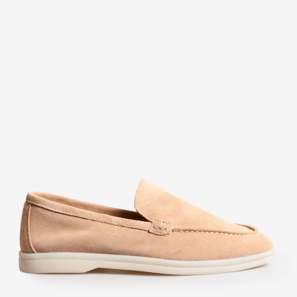 Bej Düz Süet Kadın Loafer