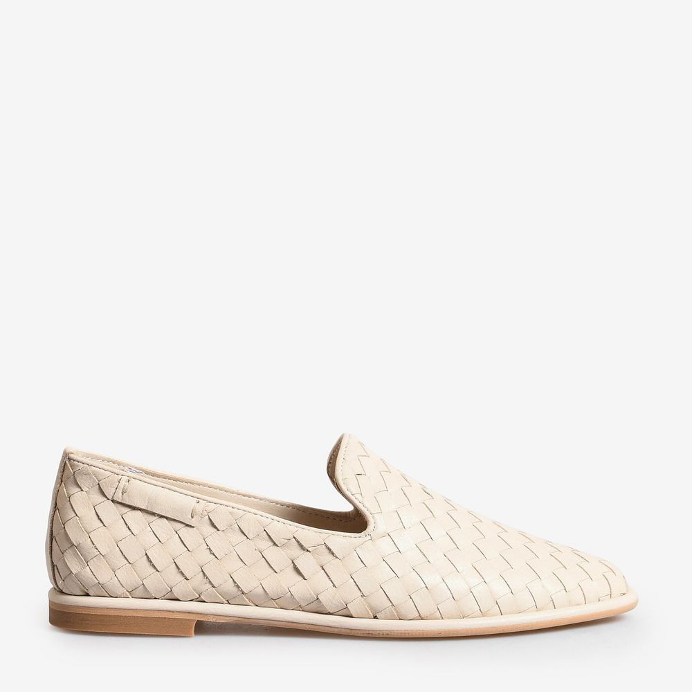 Bej Örgü Deri Kadın Loafer
