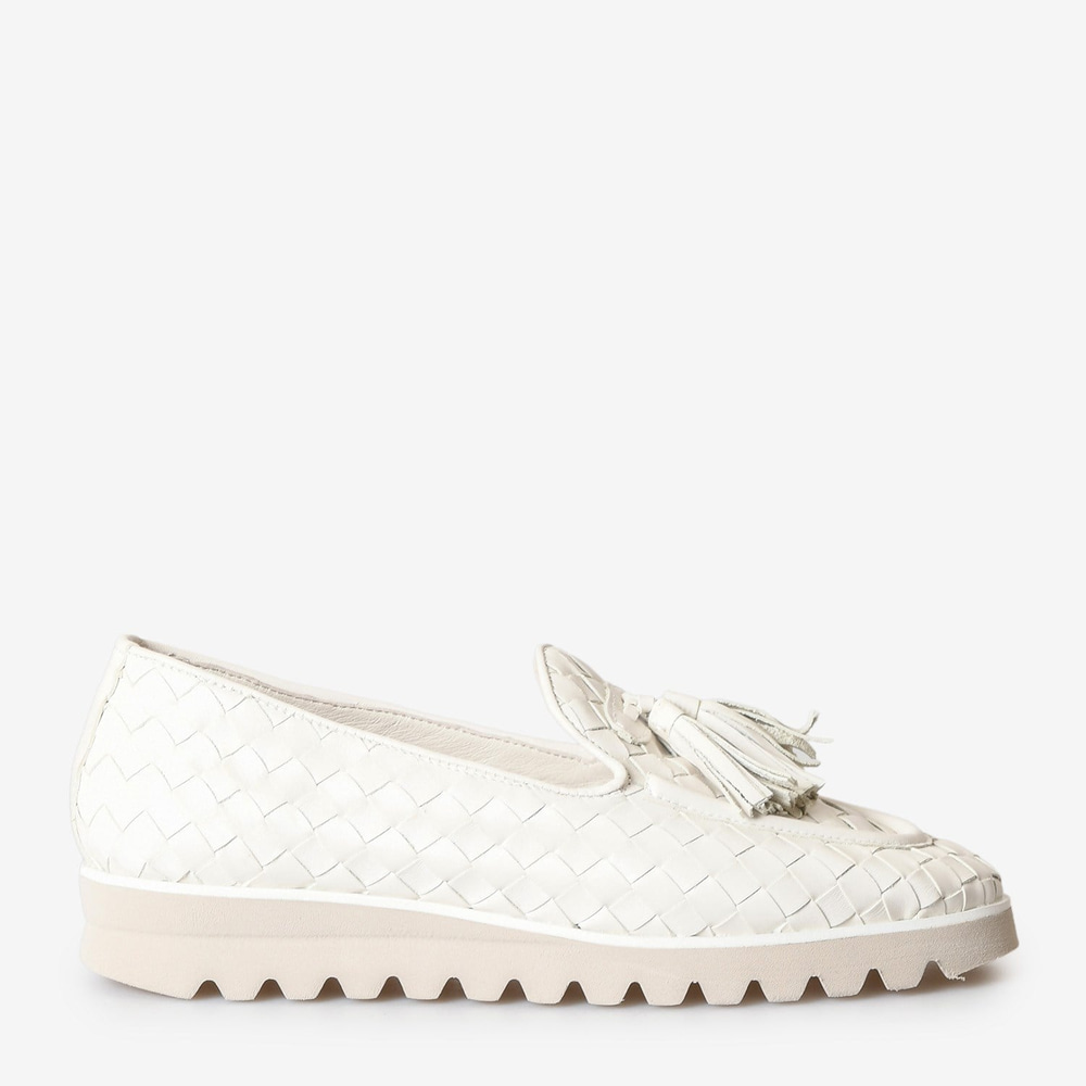Bej Örgü Deri Kadın Loafer