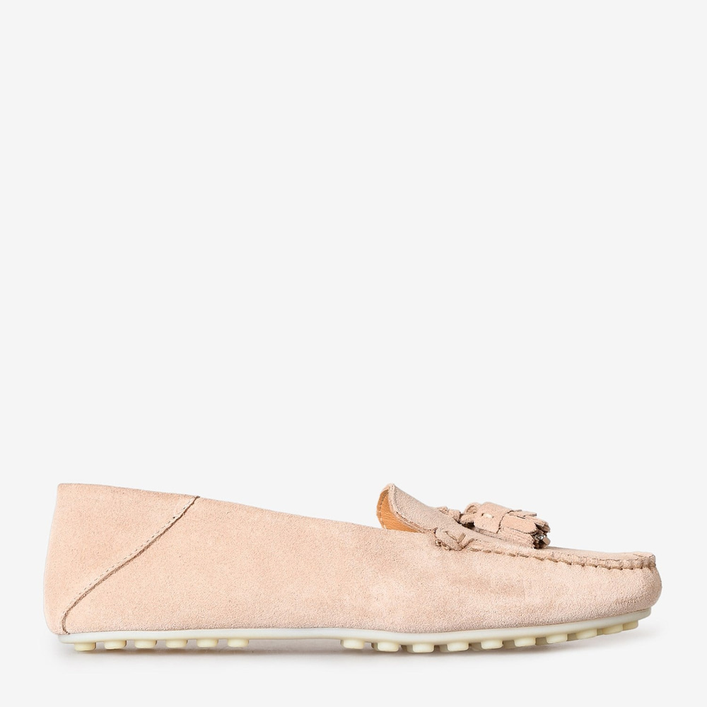 Bej Süet Püsküllü Kadın Loafer