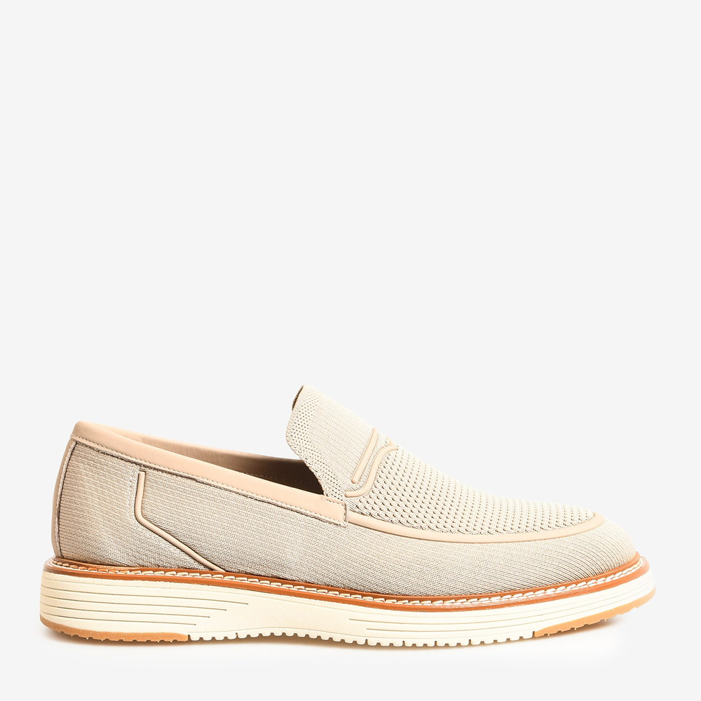 Bej Triko Erkek Bağcıklı Loafer