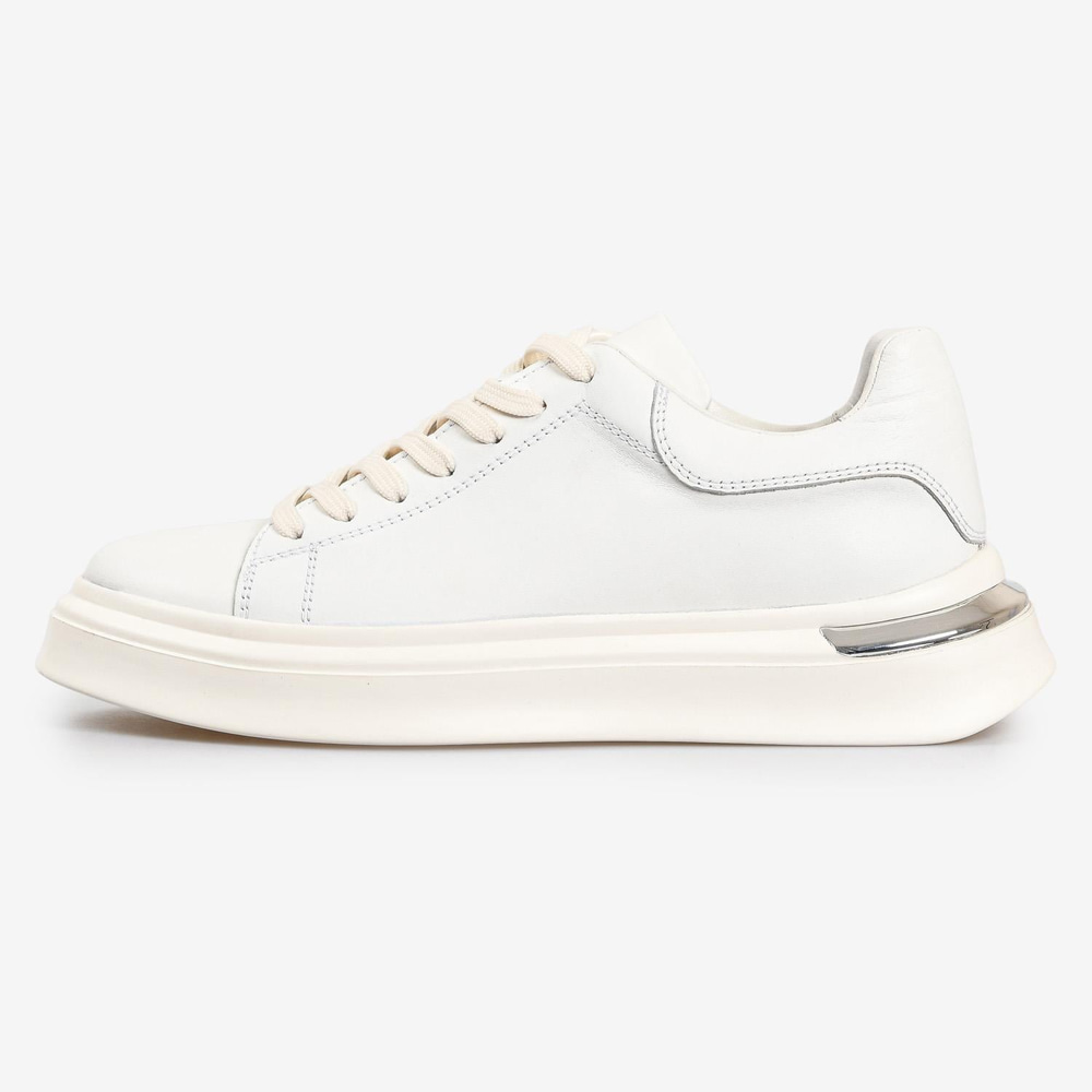 Beyaz Baskılı Deri Bağcıklı Erkek Sneaker 