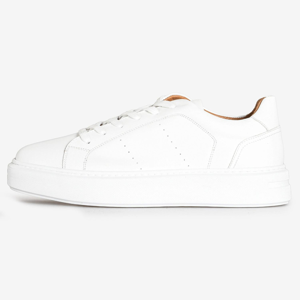 Beyaz Deri Bağcıklı Erkek Sneaker