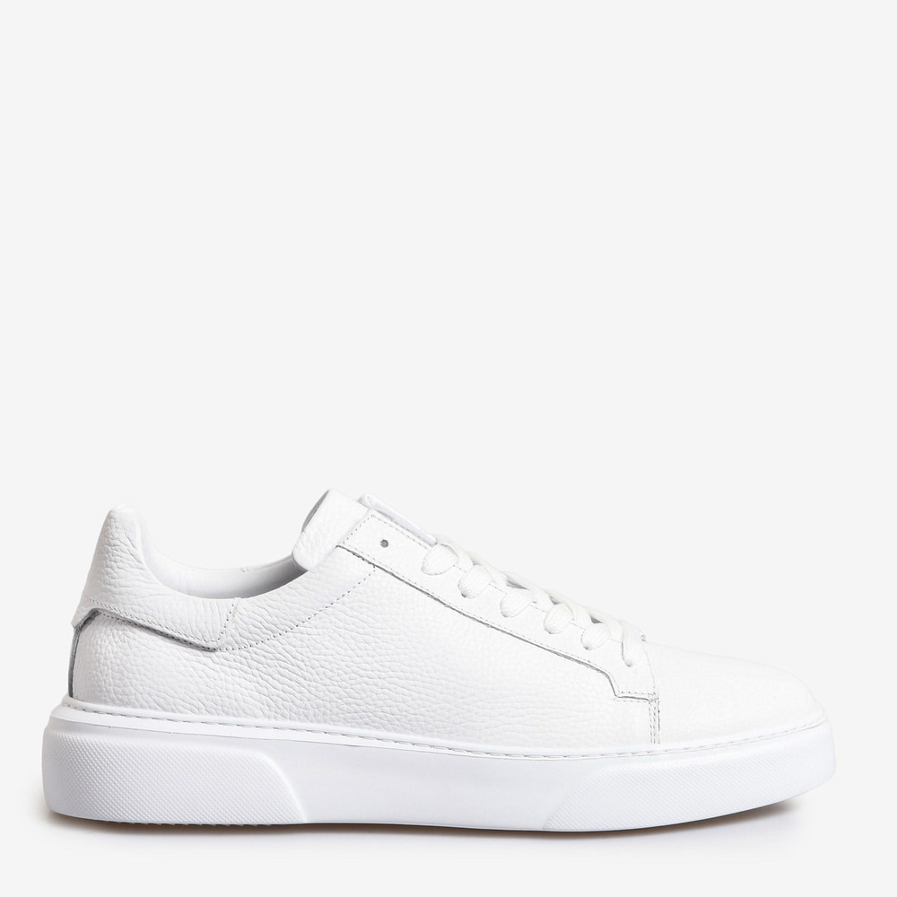 Beyaz Deri Bağcıklı Erkek Sneaker