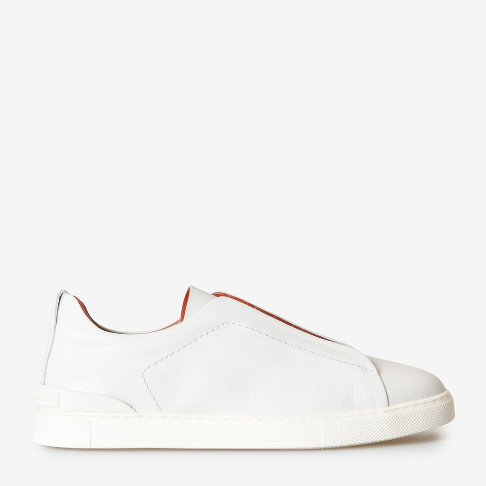 Beyaz Deri Bağcıksız Erkek Sneaker