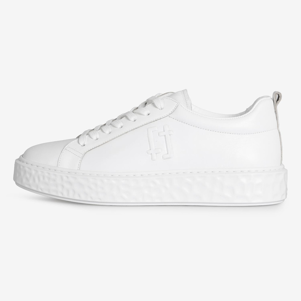 Beyaz Deri Logo Detaylı Erkek Sneaker