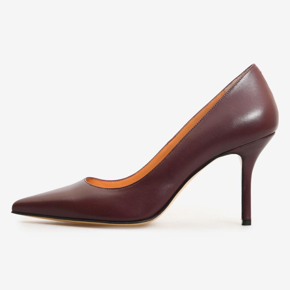 Bordo Deri Kadın Stiletto