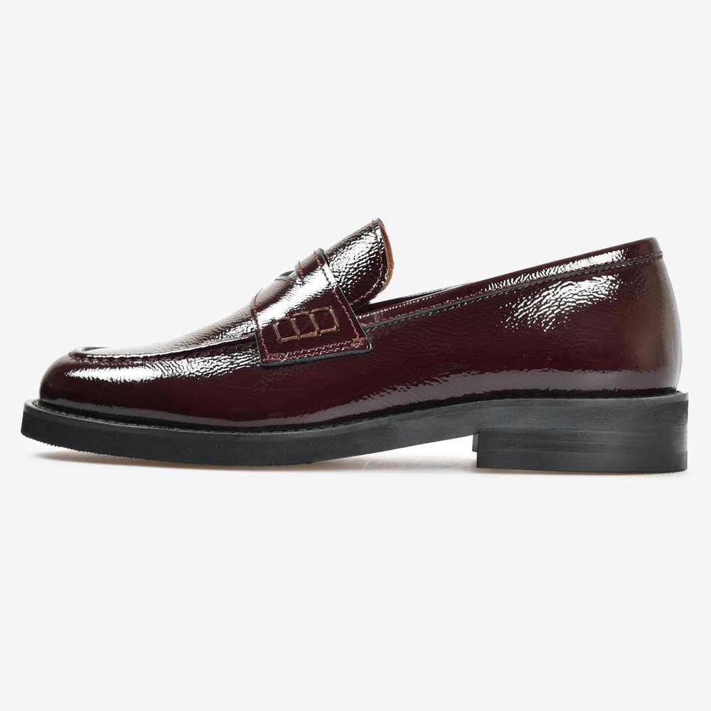 Bordo Kırışık Rugan Kadın Loafer