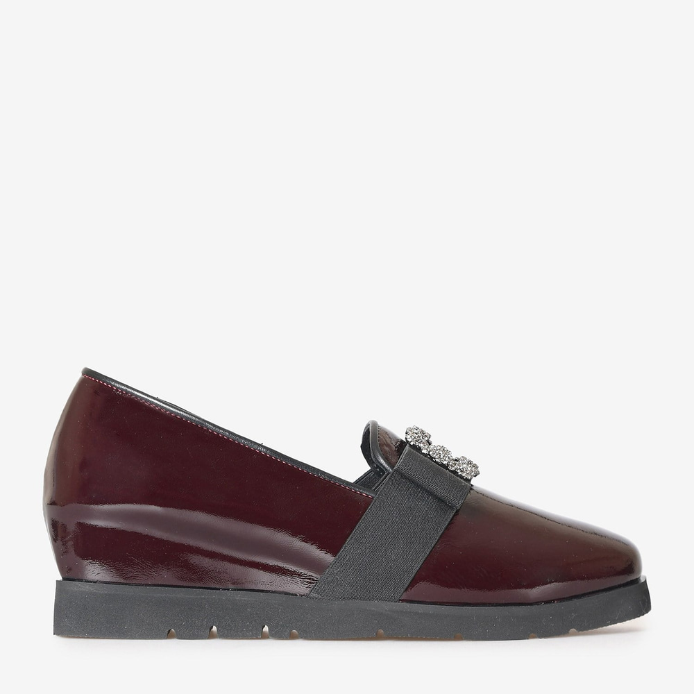Bordo Rugan Dolgu Topuk Kadın Loafer